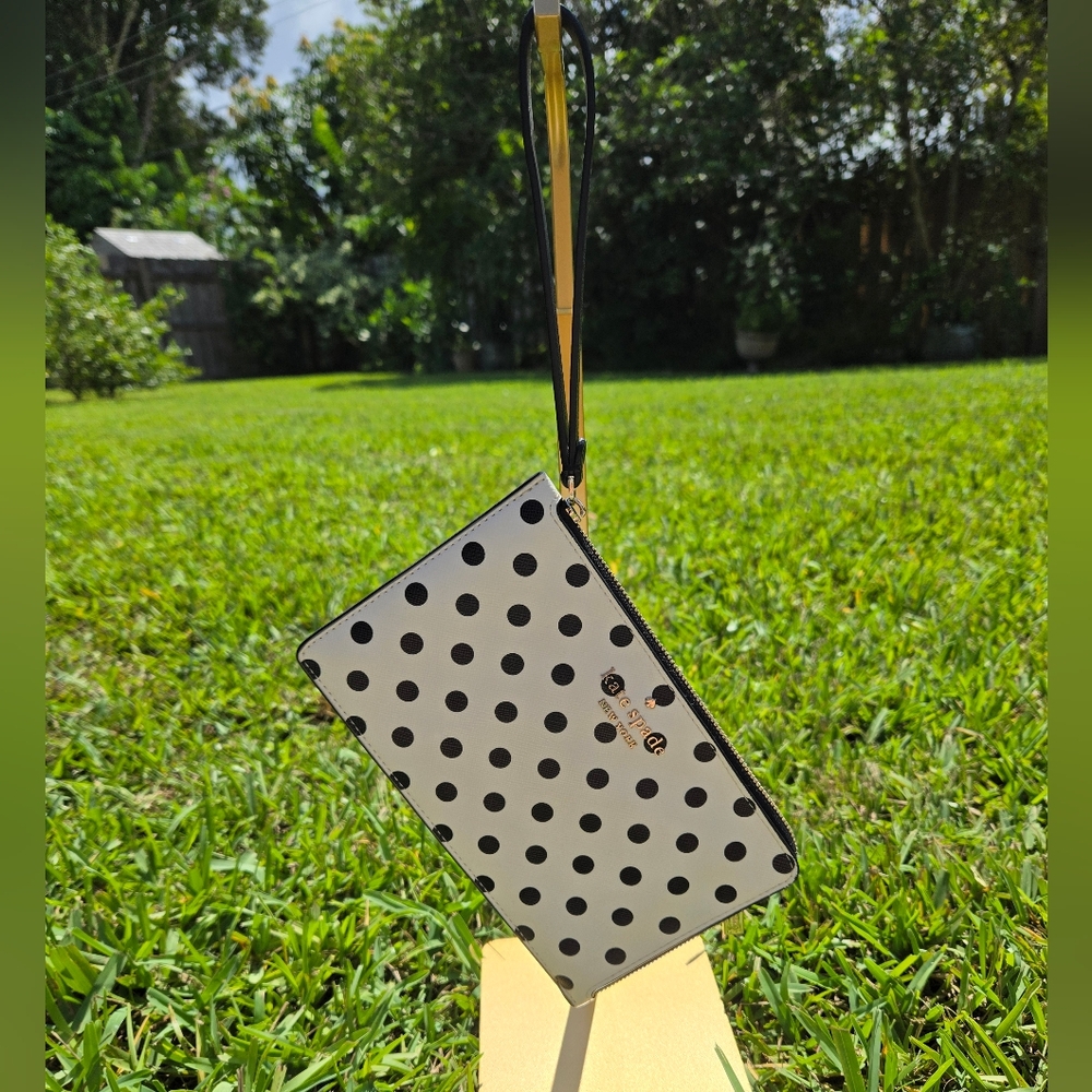 Kate Spade Black & White Polka Dot Wristlet Pouch